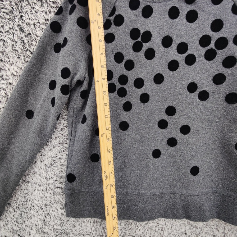 Boden Womens Preppy Whimsical Sweatshirt S Gray Black Flocked Polka Dot Pullover - Picture 3 of 16
